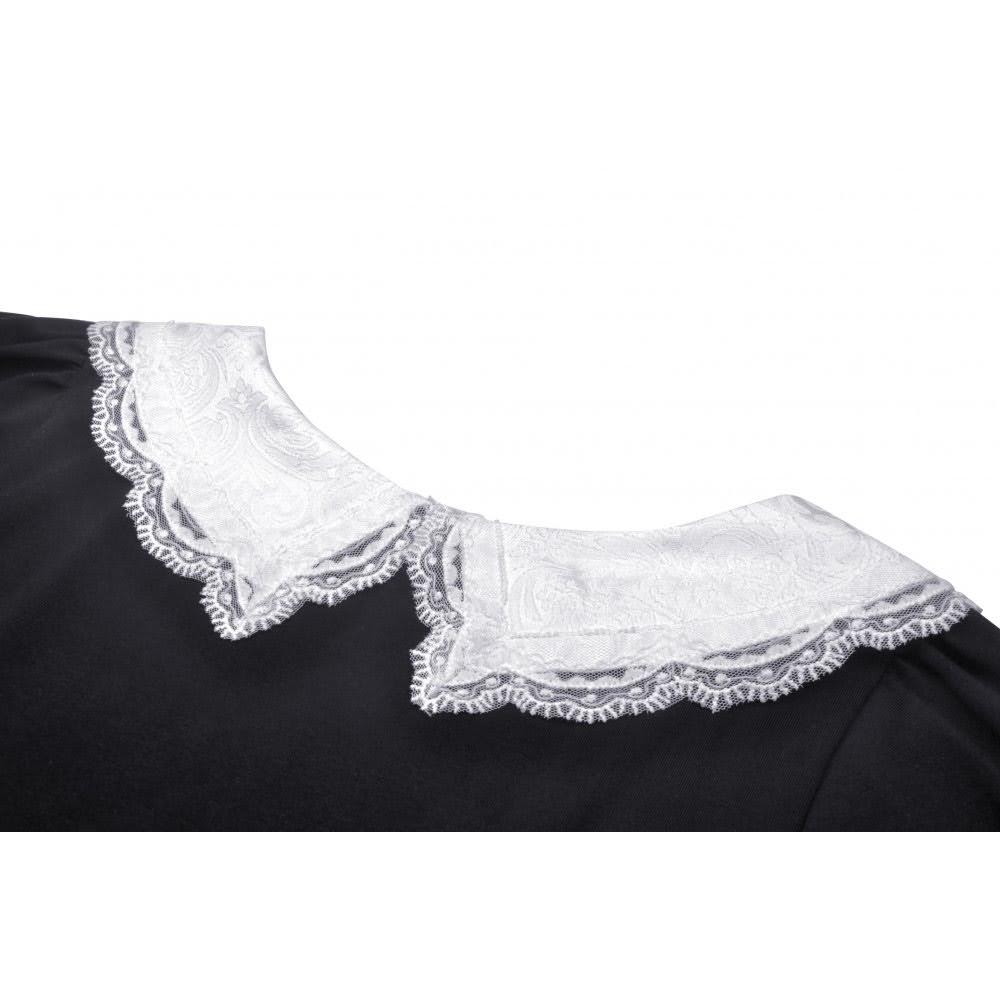 Süßes Gothic Lolita Shirt mit Rüschen schwarz-weiß Dark in Love