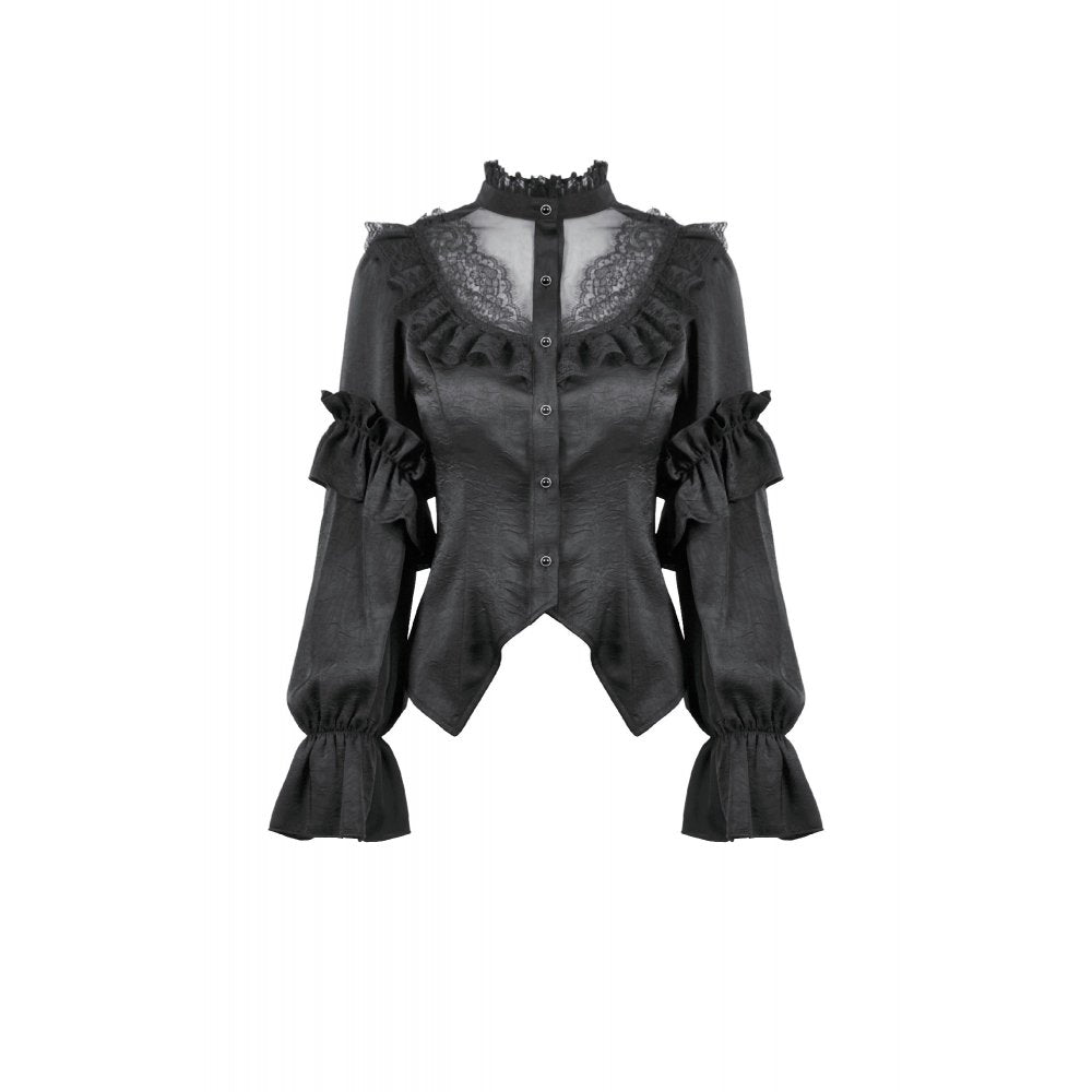 Viktorianische Rüschenbluse Dark in Love Raven