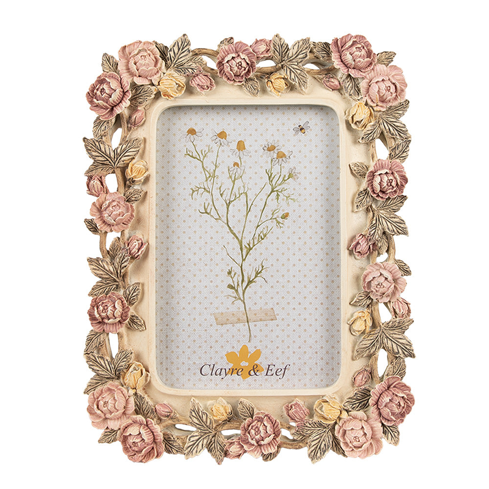 Romantischer Bilderrahmen mit rosa Rosen für Fotos 10 × 15 cm