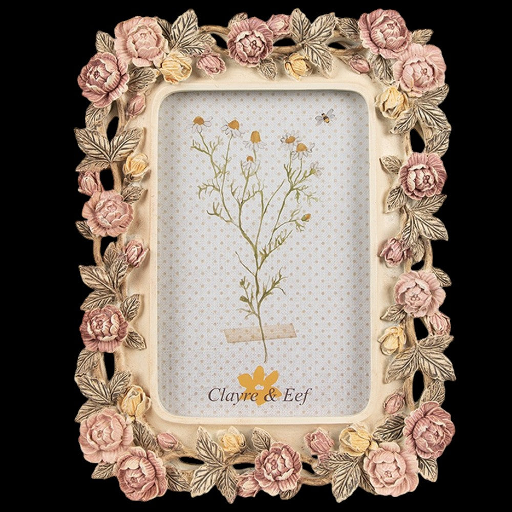 Romantischer Bilderrahmen mit rosa Rosen für Fotos 10 × 15 cm
