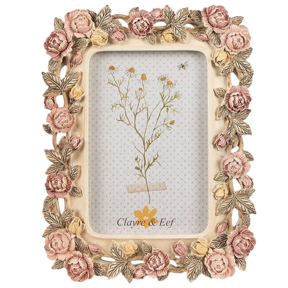 Romantischer Bilderrahmen mit rosa Rosen für Fotos 10 × 15 cm