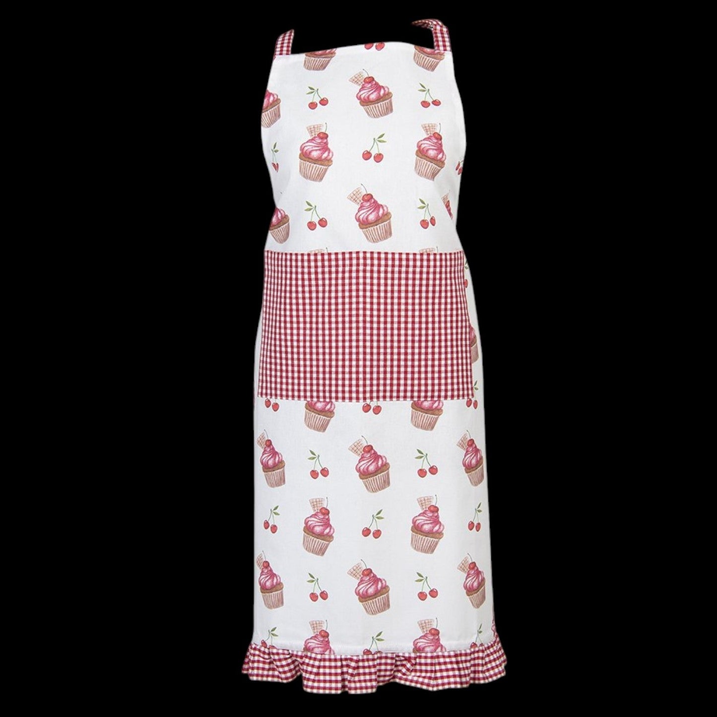 Clayre & Eef Kochschürze Cupcake Kawaii - schwarzer Hintergrund