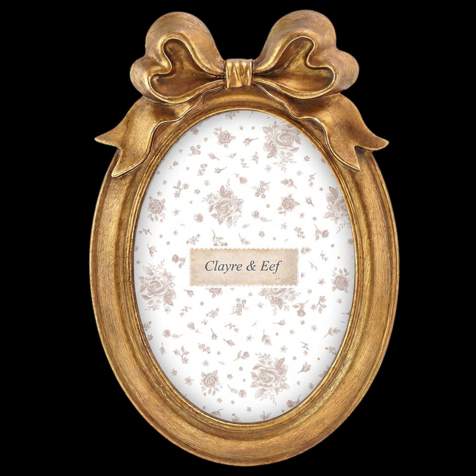 Bilderrahmen Oval Gold Barock Schleife – schwarzer Hintergrund