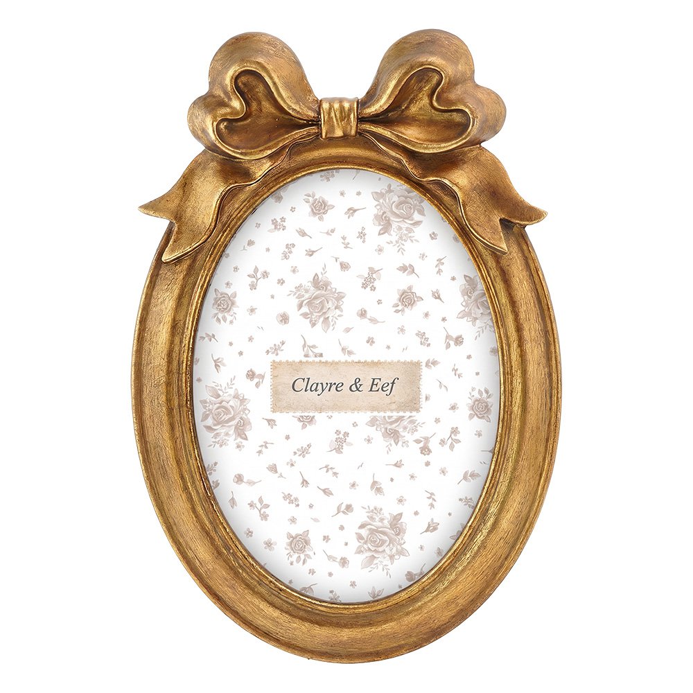 Bilderrahmen Oval Gold Barock Schleife – weißer Hintergrund