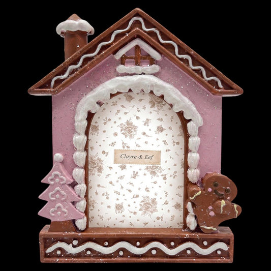 Clayre & Eef Weihnachten Bilderrahmen Rosa - Frontansicht schwarzer Hintergrund