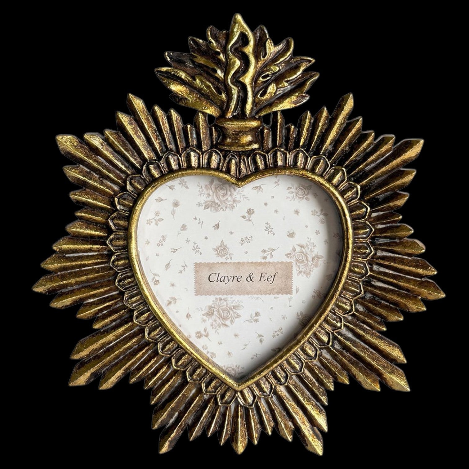 Bilderrahmen Herz Gold Vintage – schwarzer Hintergrund