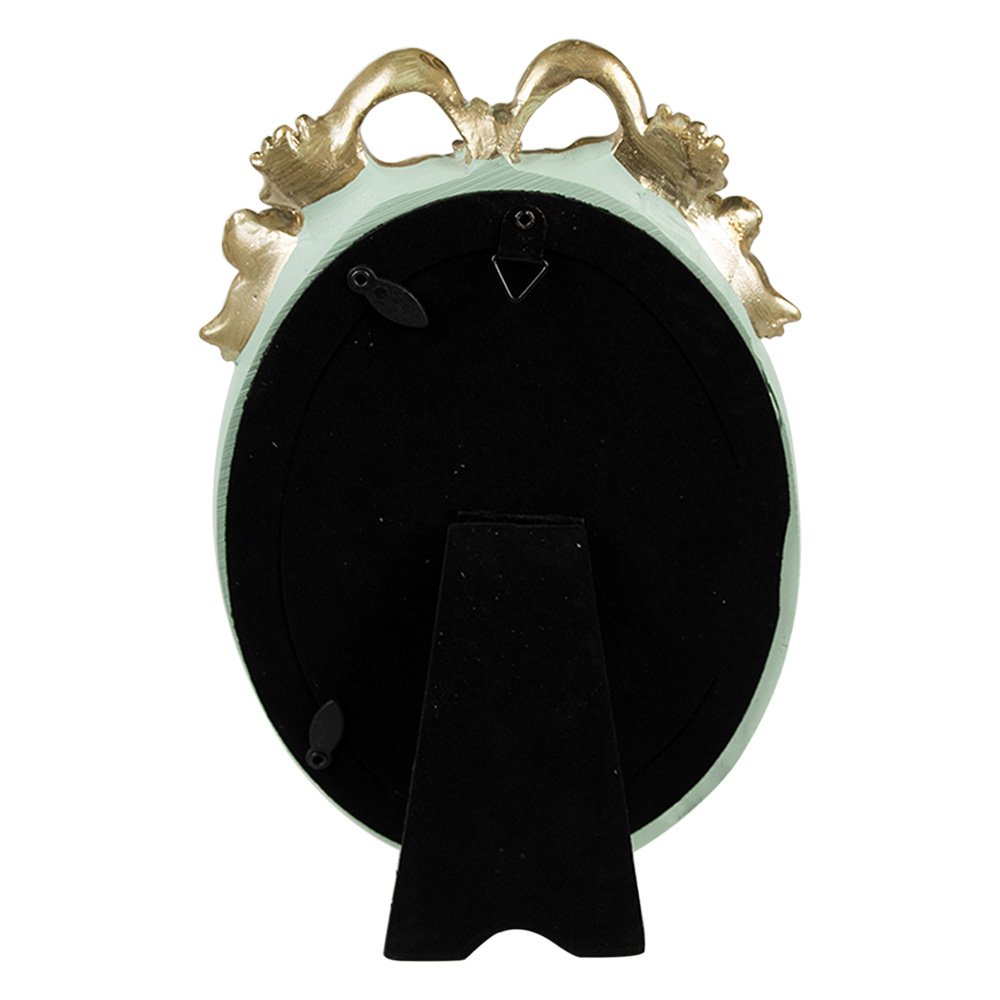 Barocker Bilderrahmen Oval Grün-Gold – Rückseite