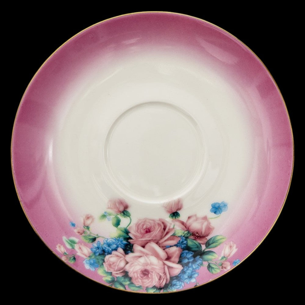 Clayre & Eef Tasse und Untertasse Rosa Rosen - Untertasse weißer Hintergrund 2