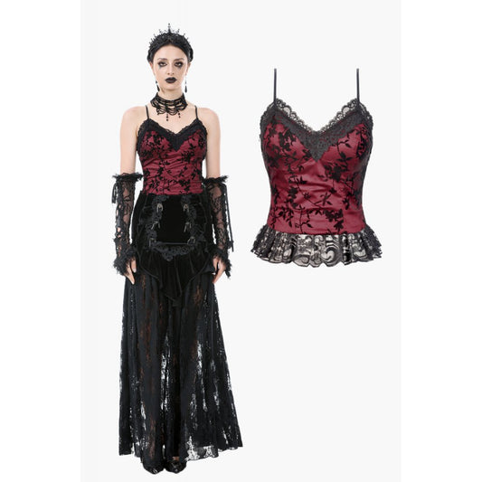 Romantischen Top mit Rosen schwarz-rot Dark in Love