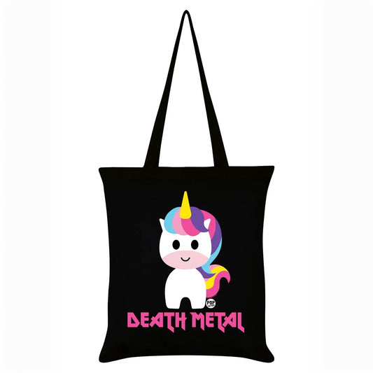 Kultige Stofftasche Einhorn "Death Metal" in schwarz-bunt