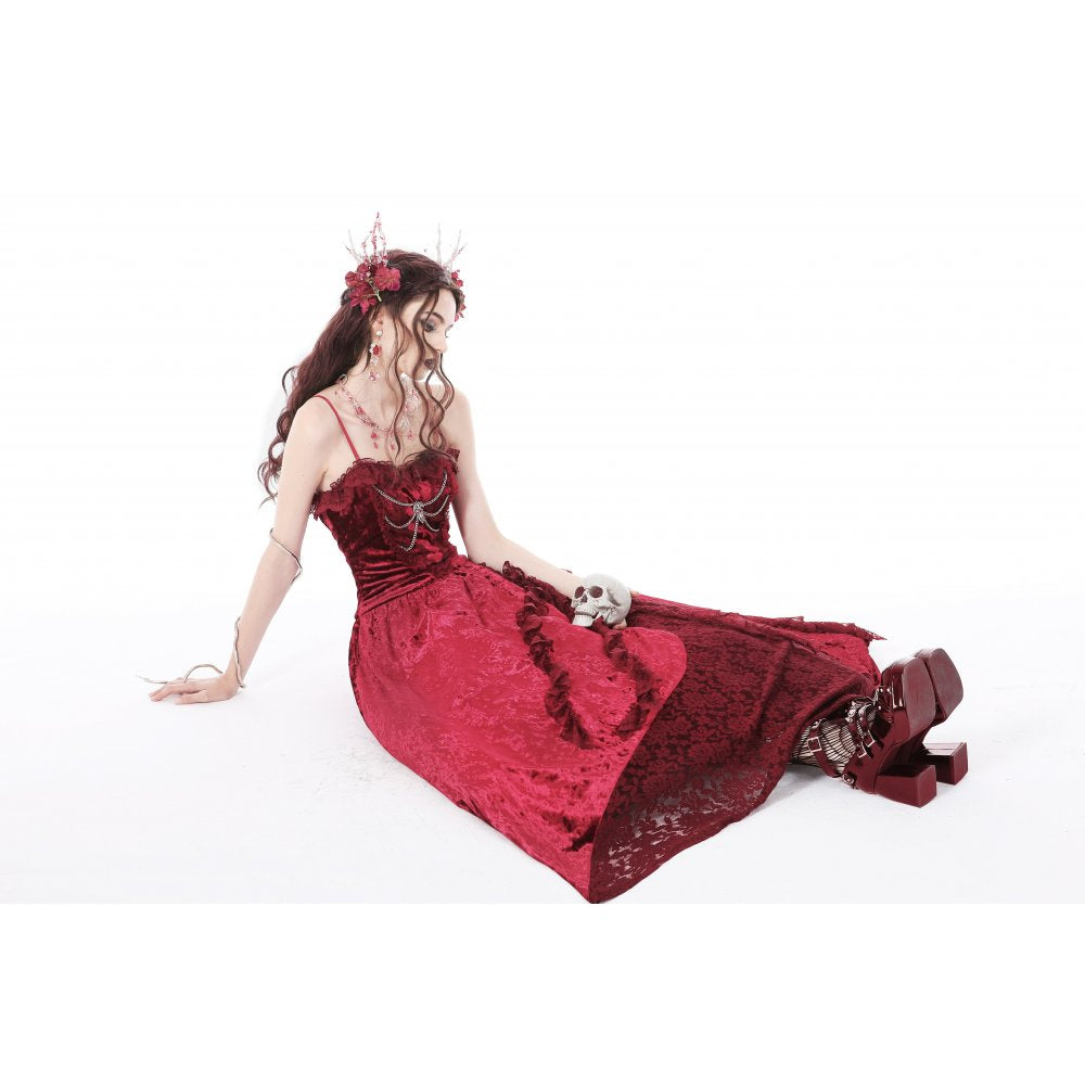 Dark in Love rotes Samtkleid mit Spinne