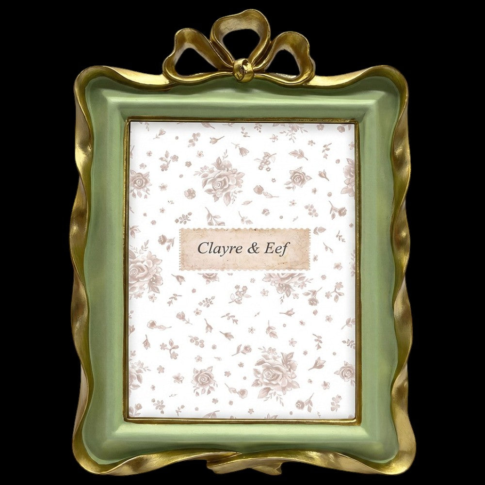 Vintage Bilderrahmen Grün-Gold mit Schleife 13 × 18 cm Clayre & Eef