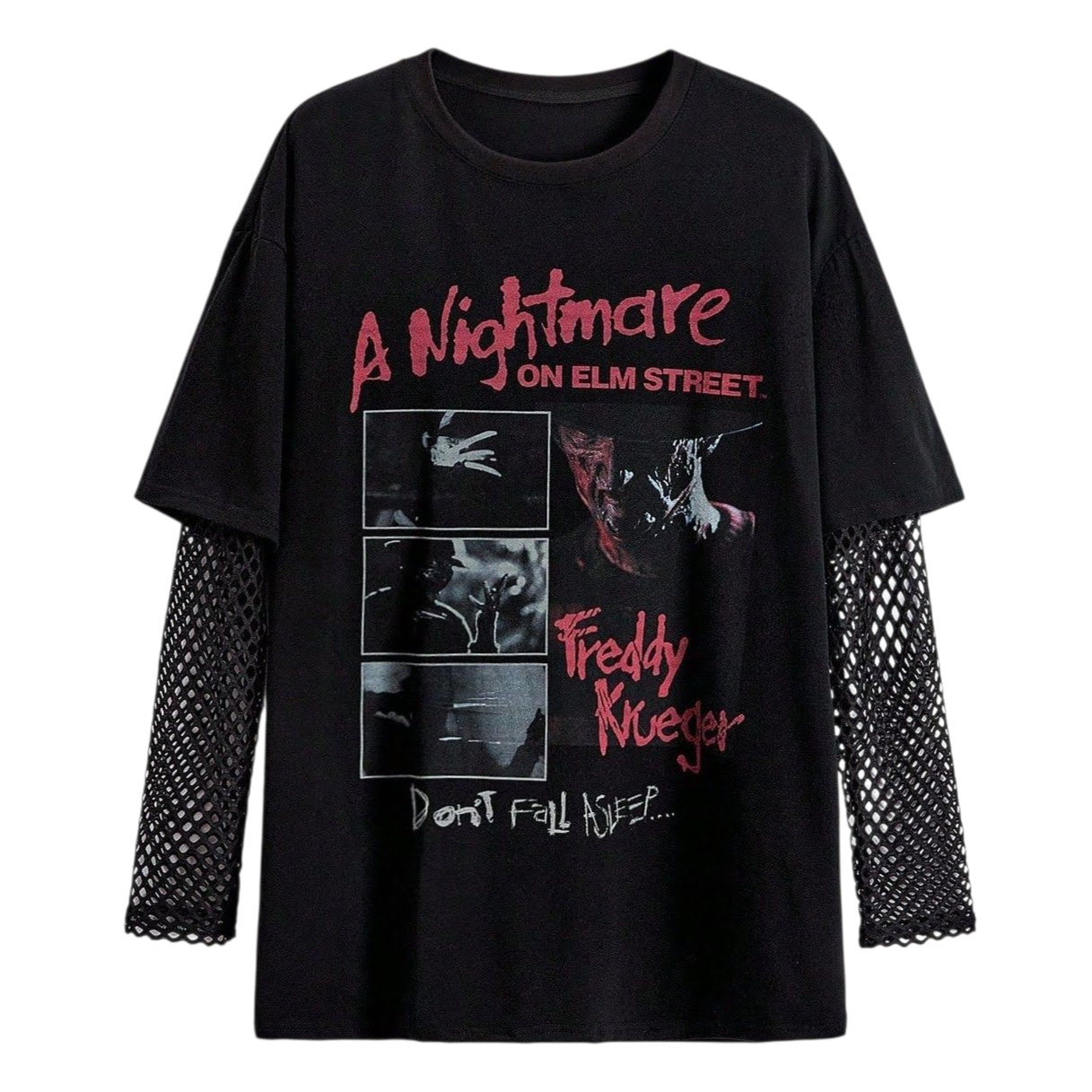 A Nightmare on Elm Street Gothic Shirt mit Netzärmeln
