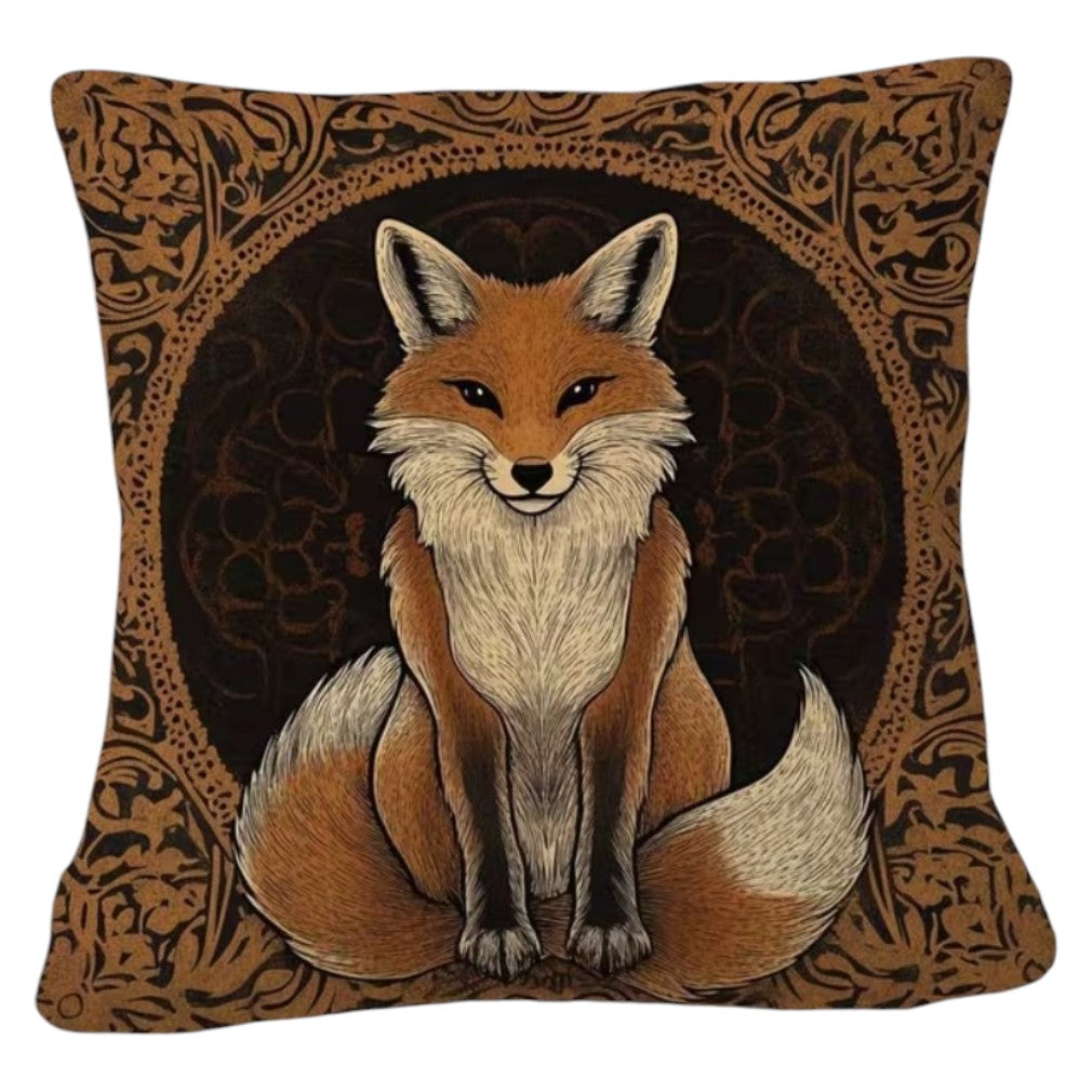 Dekokissen Fuchs Celtic Vintage – Freisteller weißer Hintergrund