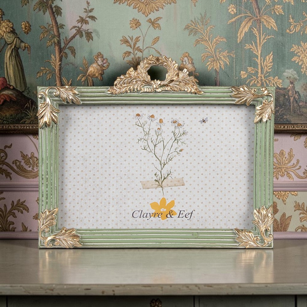 Clayre & Eef Vintage Bilderrahmen Grün-Gold 10 × 15 cm barock