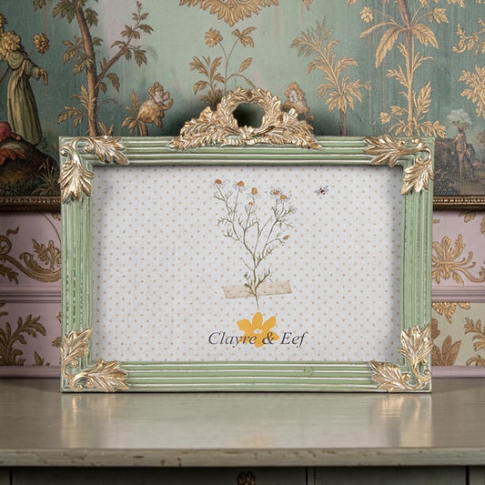 Clayre & Eef Vintage Bilderrahmen Grün-Gold 10 × 15 cm barock