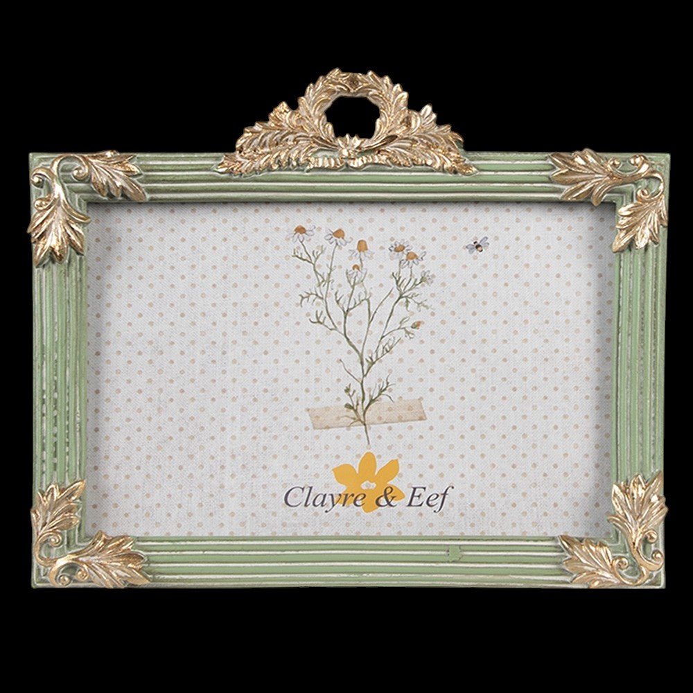 Clayre & Eef Vintage Bilderrahmen Grün-Gold 10 × 15 cm barock