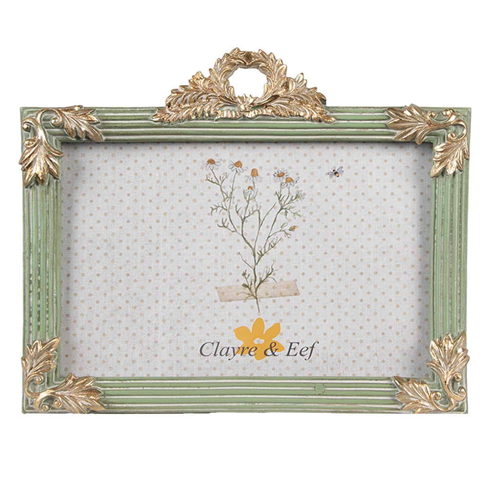 Clayre & Eef Vintage Bilderrahmen Grün-Gold 10 × 15 cm barock
