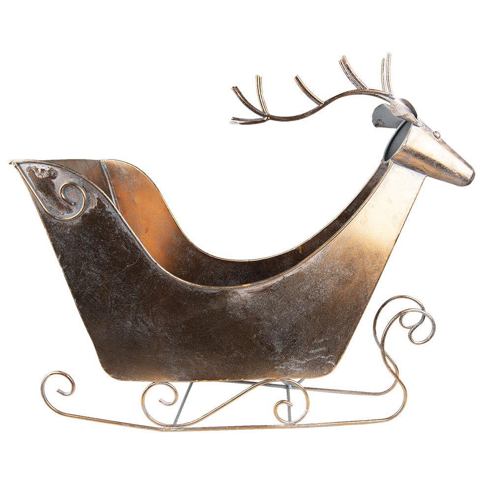 Rentier-Schlitten aus Metall – Kupferfarben , 54 cm Weihnachtsdeko vintage