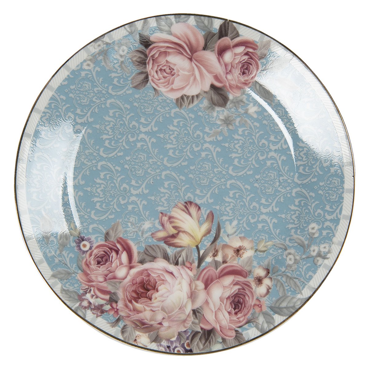 Romantischer Frühstücks Teller vintage mit Blumenmuster 18 cm