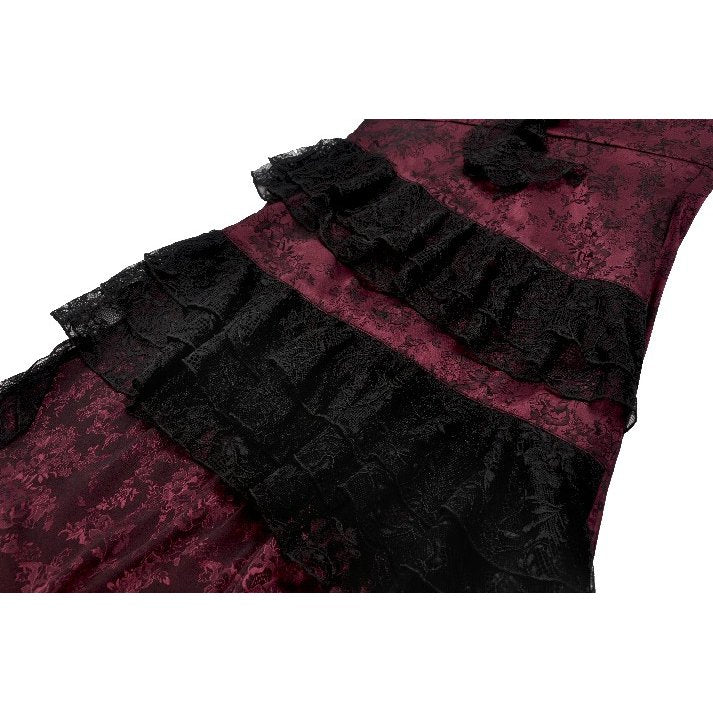 Dark romance Kleid mit Spitze in bordeaux asymmetrisch
