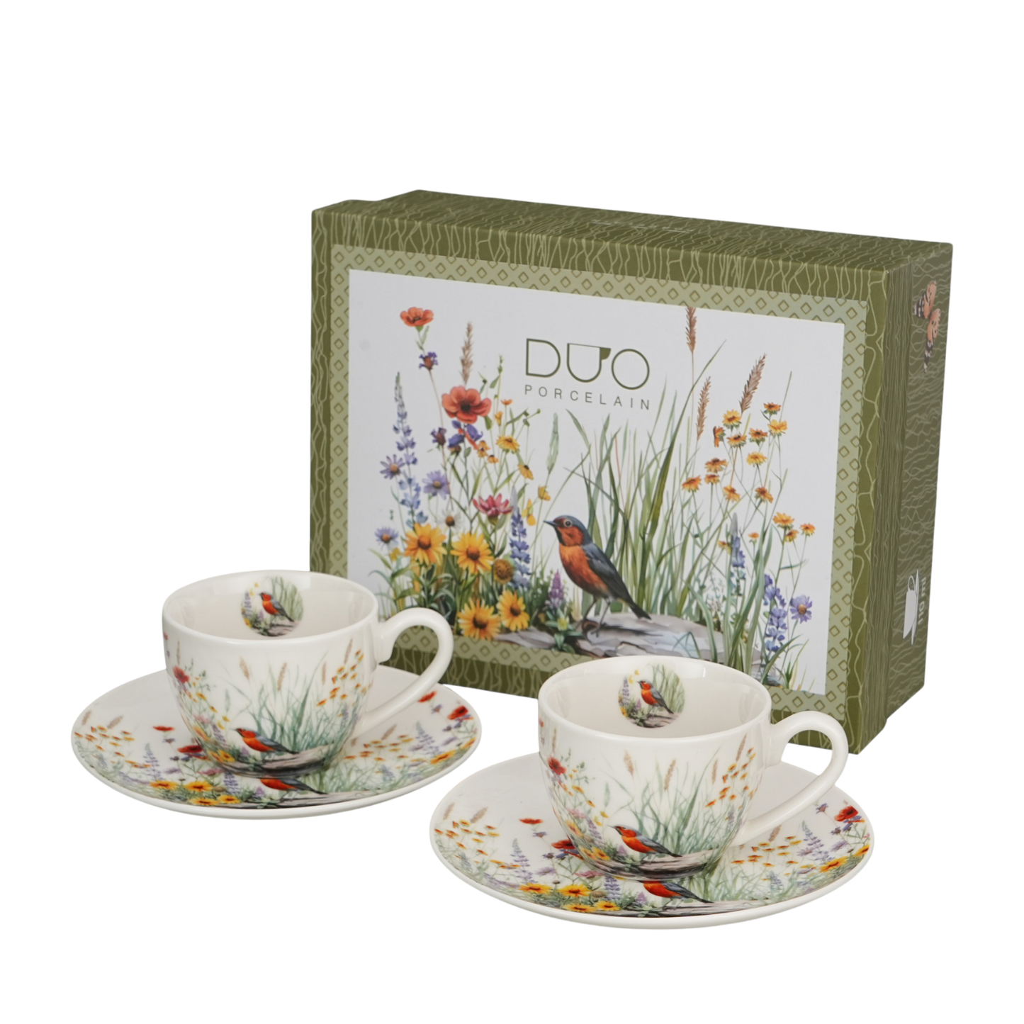 DUO Juli 2er-Set Espresso Tassen Juli Vögel & Rosen 110ml Geschenkset