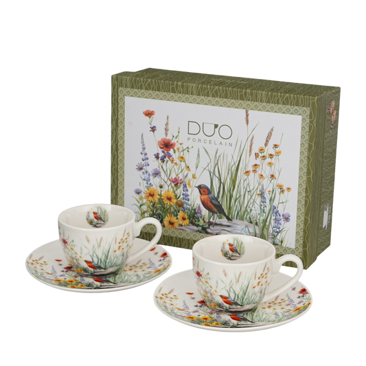 DUO Juli 2er-Set Espresso Tassen Juli Vögel & Rosen 110ml Geschenkset