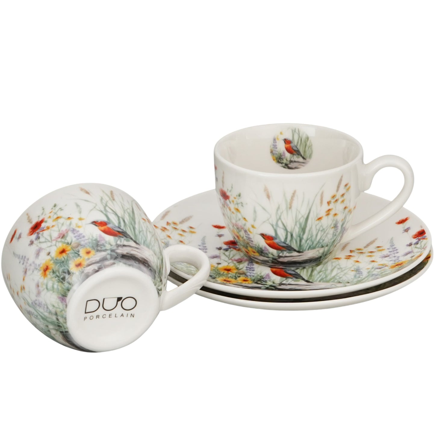 DUO Juli 2er-Set Espresso Tassen Juli Vögel & Rosen 110ml Geschenkset