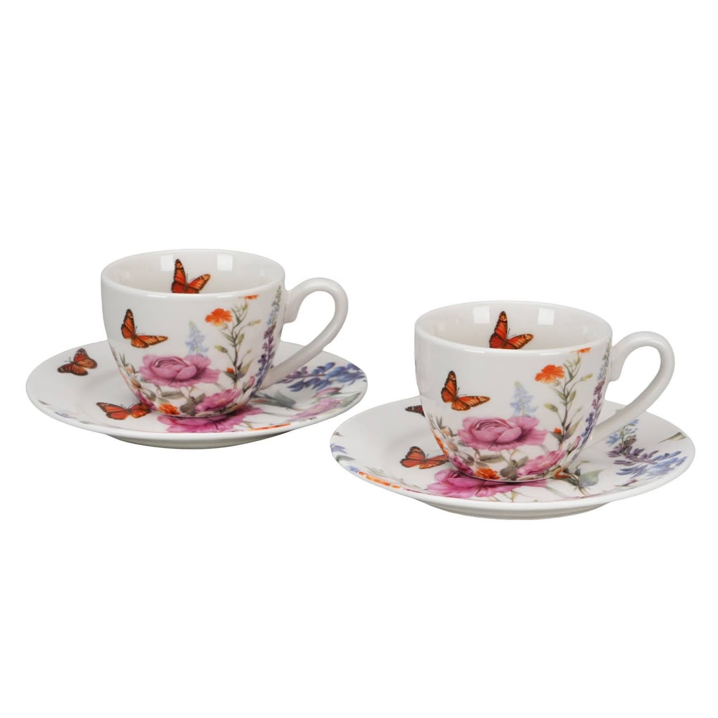 Duo Porcelain Espresso-Tassen mit Untertassen Summer 2er-Set 230 ml