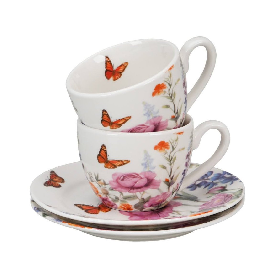 Duo Porcelain Espresso-Tassen mit Untertassen Summer 2er-Set 230 ml