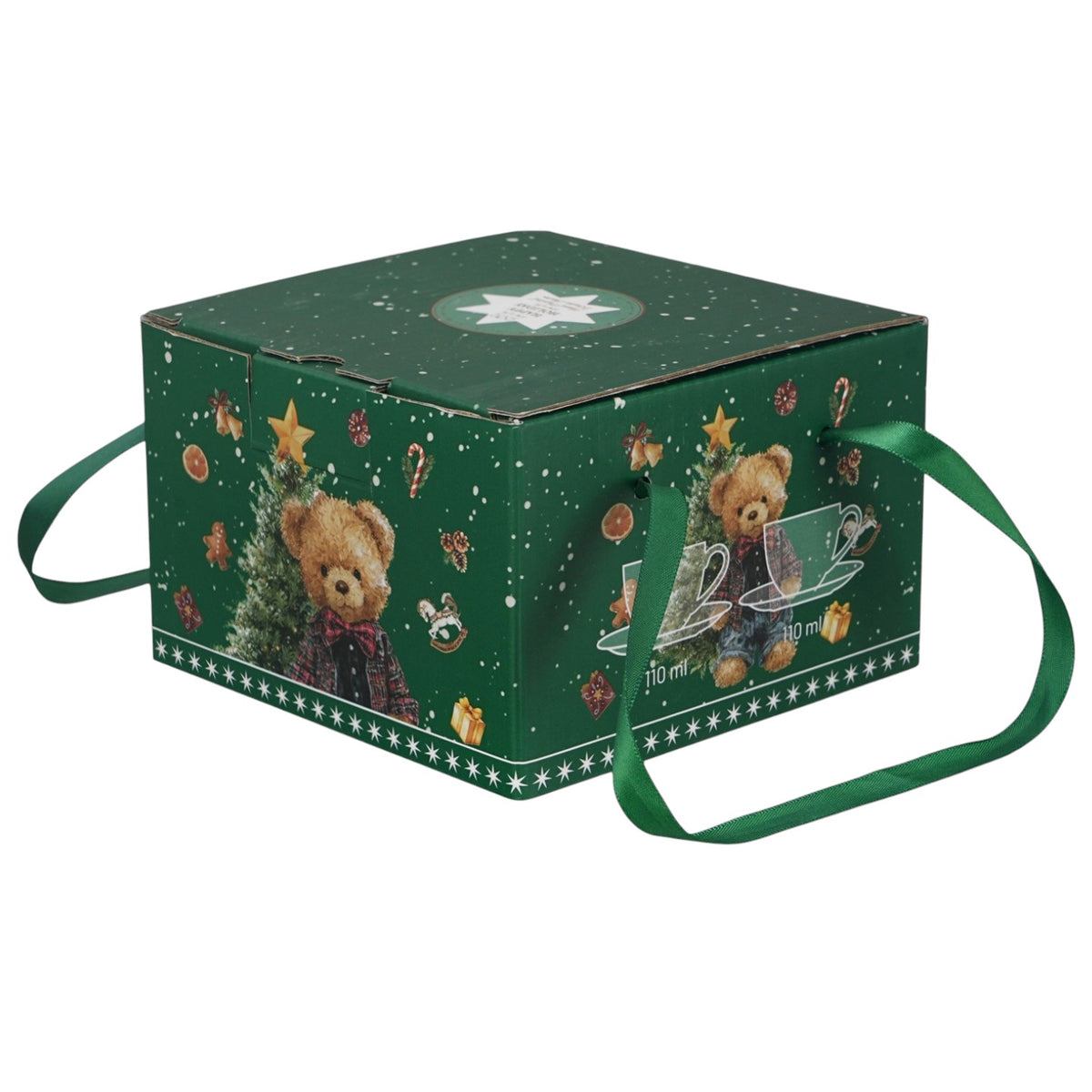 2er-Espressotassen-Set „Teddy Noel“ mit Untertassen Weihnachtsgeschenk 110 ml