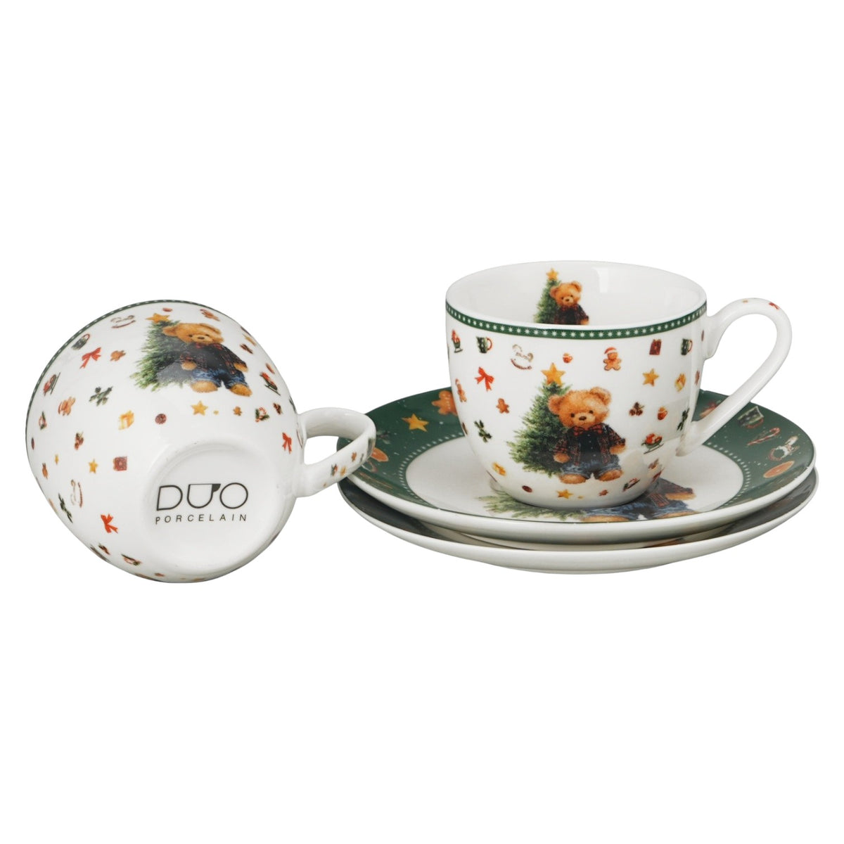 2er-Espressotassen-Set „Teddy Noel“ mit Untertassen Weihnachtsgeschenk 110 ml
