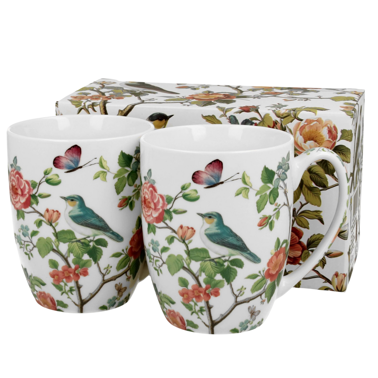 Duo Crocus 2er-Set Porzellanbecher Vögel & Rosen Tassen Set