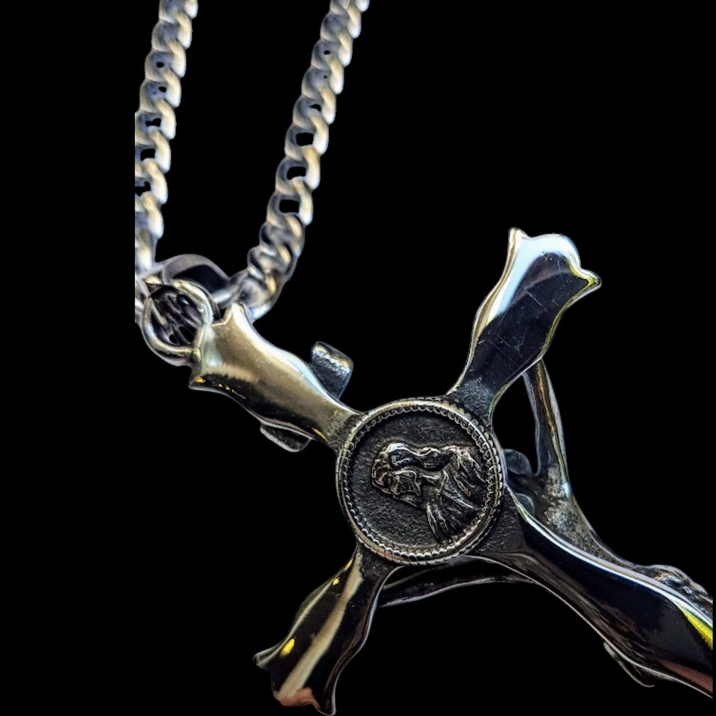 INRI Crucifix großer Anhänger "Jesus am Kreuz" silber Edelstahl