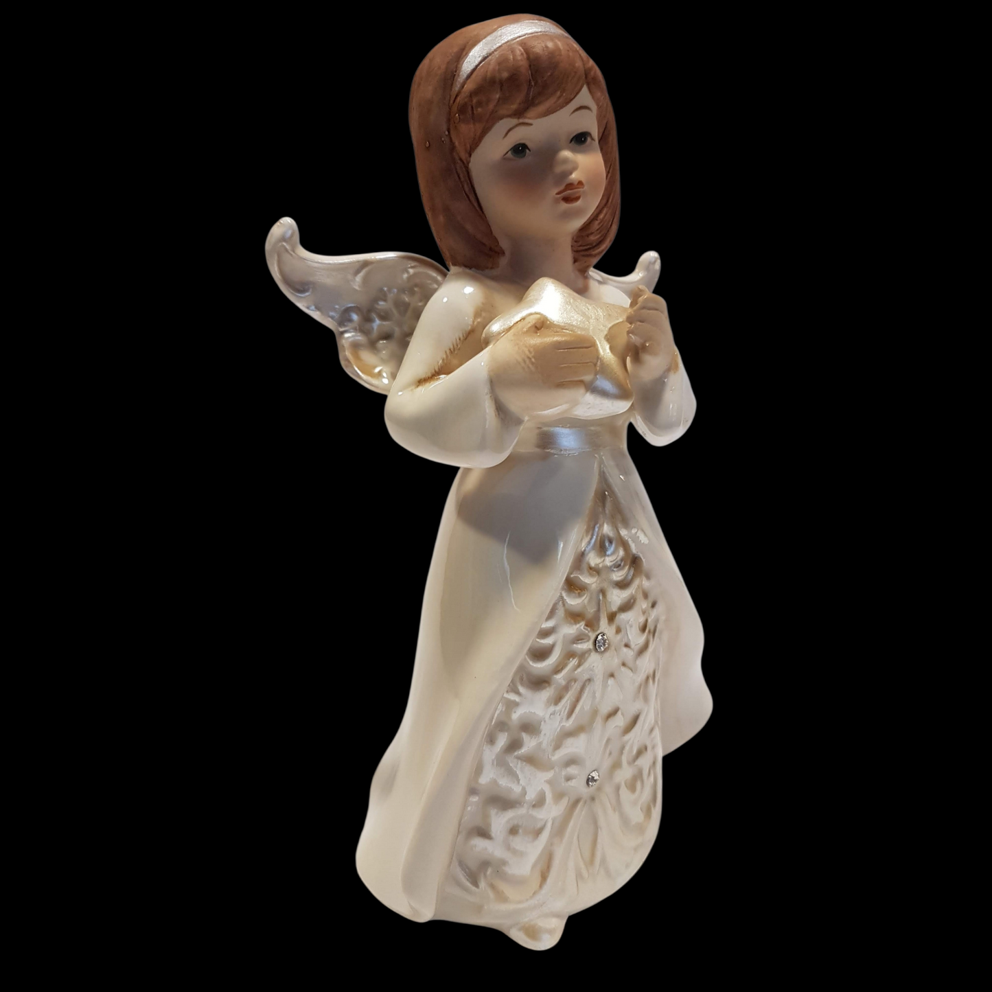 Teelichthalter Engel mit Stern in roségold aus Keramik