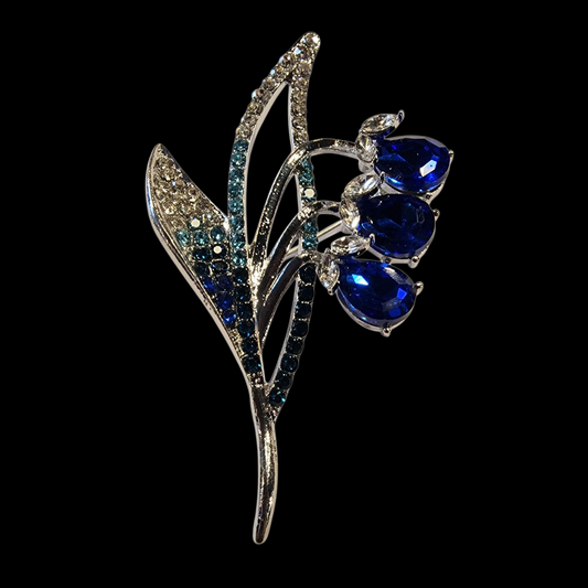 Vintage Brosche Orchidee blau