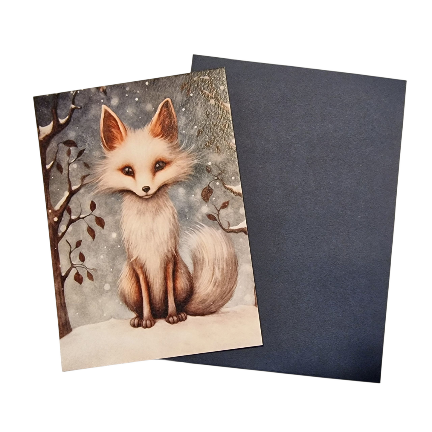 Kleiner Fuchs im Schnee vintage Grußkarte