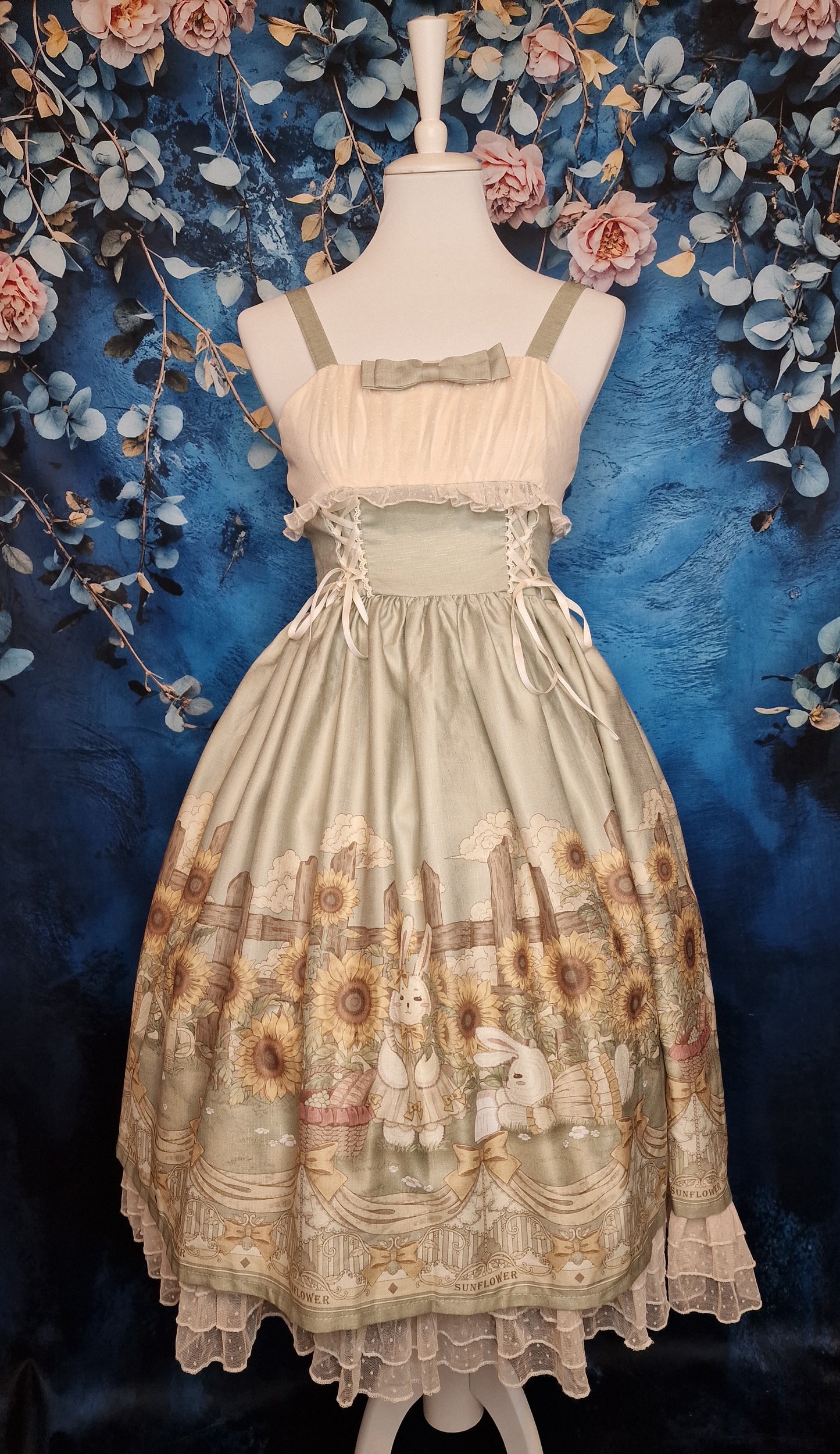 Classic Lolita Kleid "Sunflowers and Rabbits" Frühlingskleid