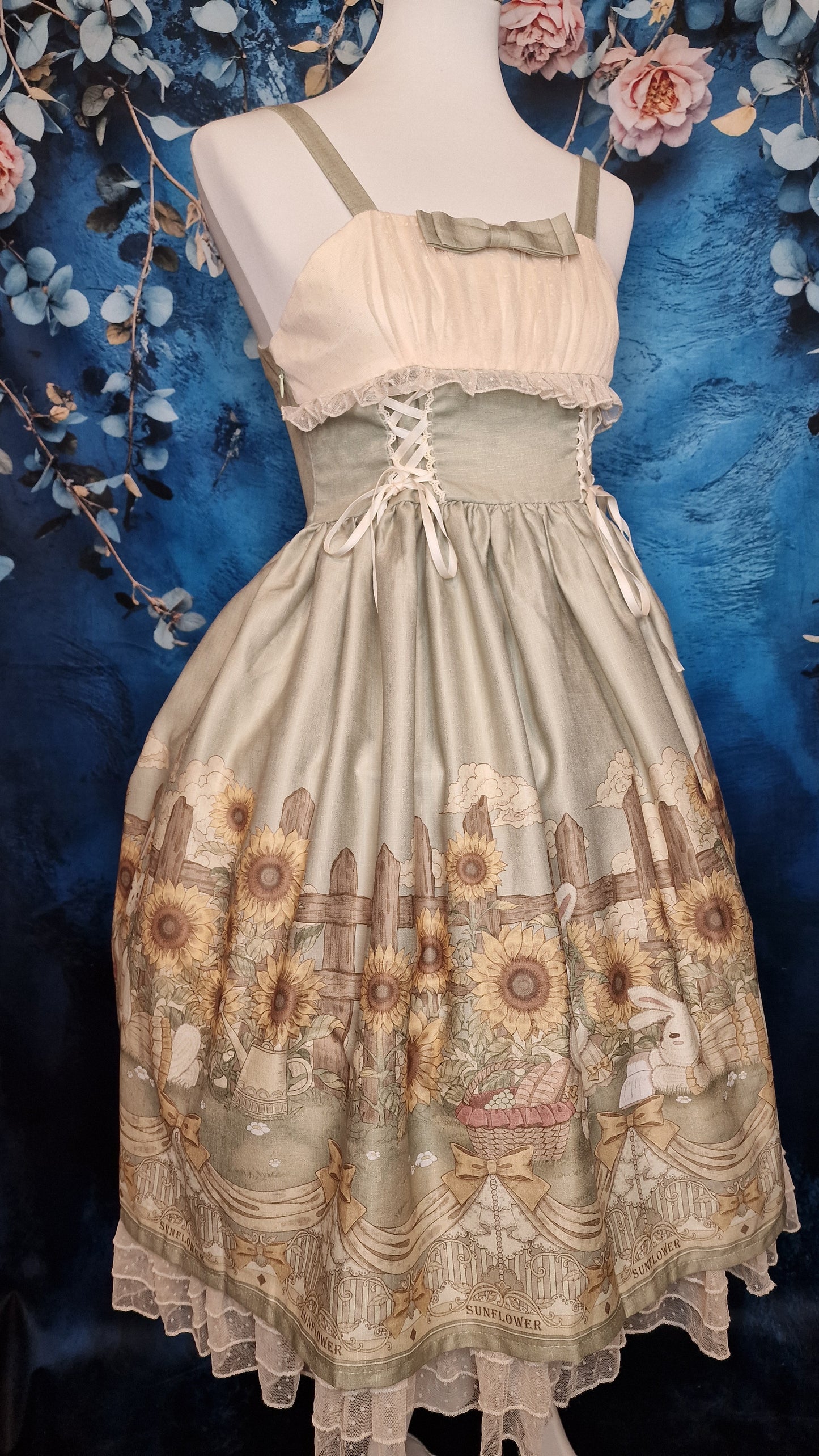 Classic Lolita Kleid "Sunflowers and Rabbits" Frühlingskleid
