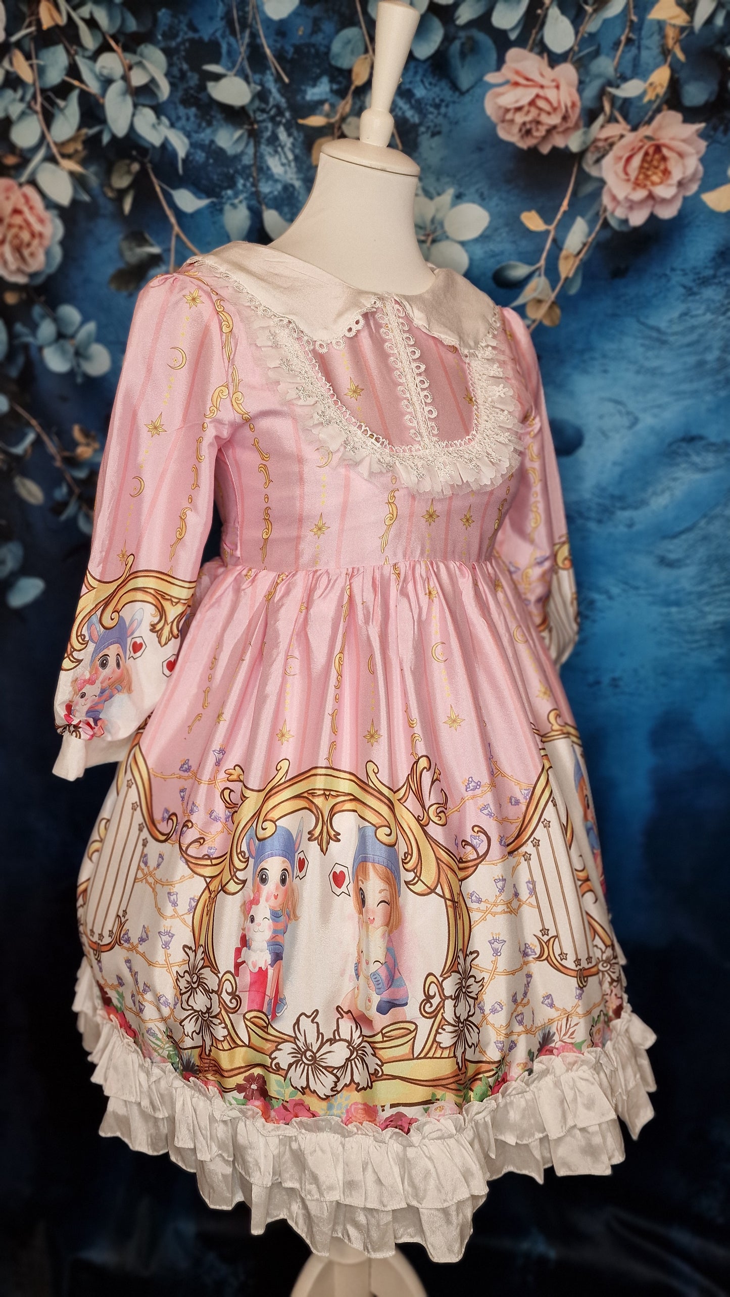 Kinder Sweet Lolita Kleid in rosa Bubikragen