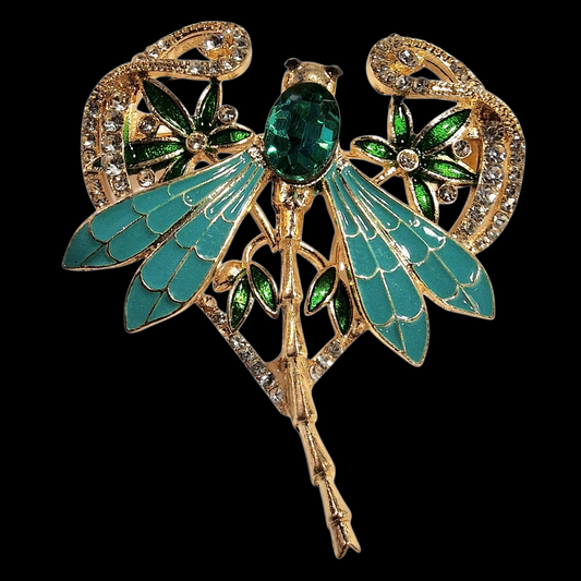 Libellen mit türkisfarbenen Emaille-Flügeln und Strass