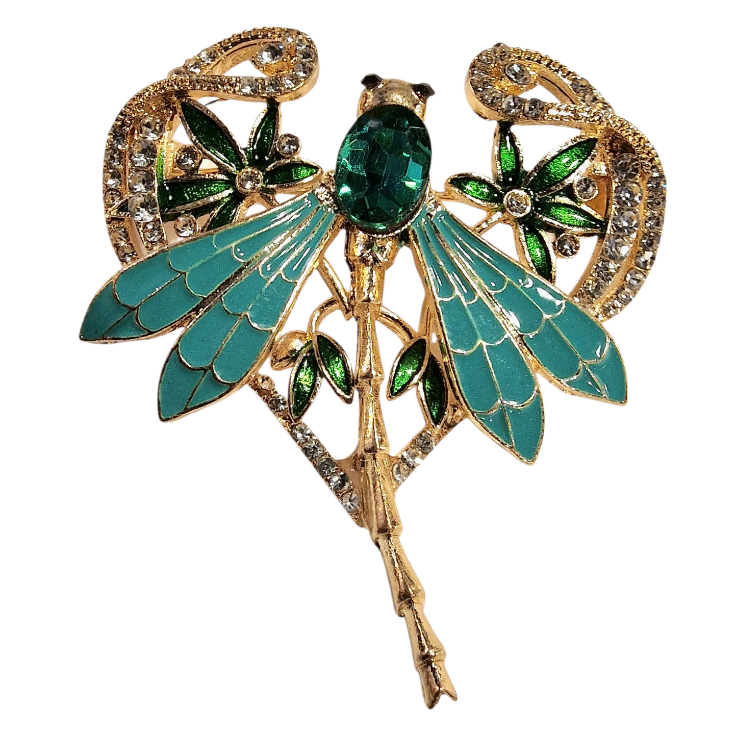 Libellen mit türkisfarbenen Emaille-Flügeln und Strass