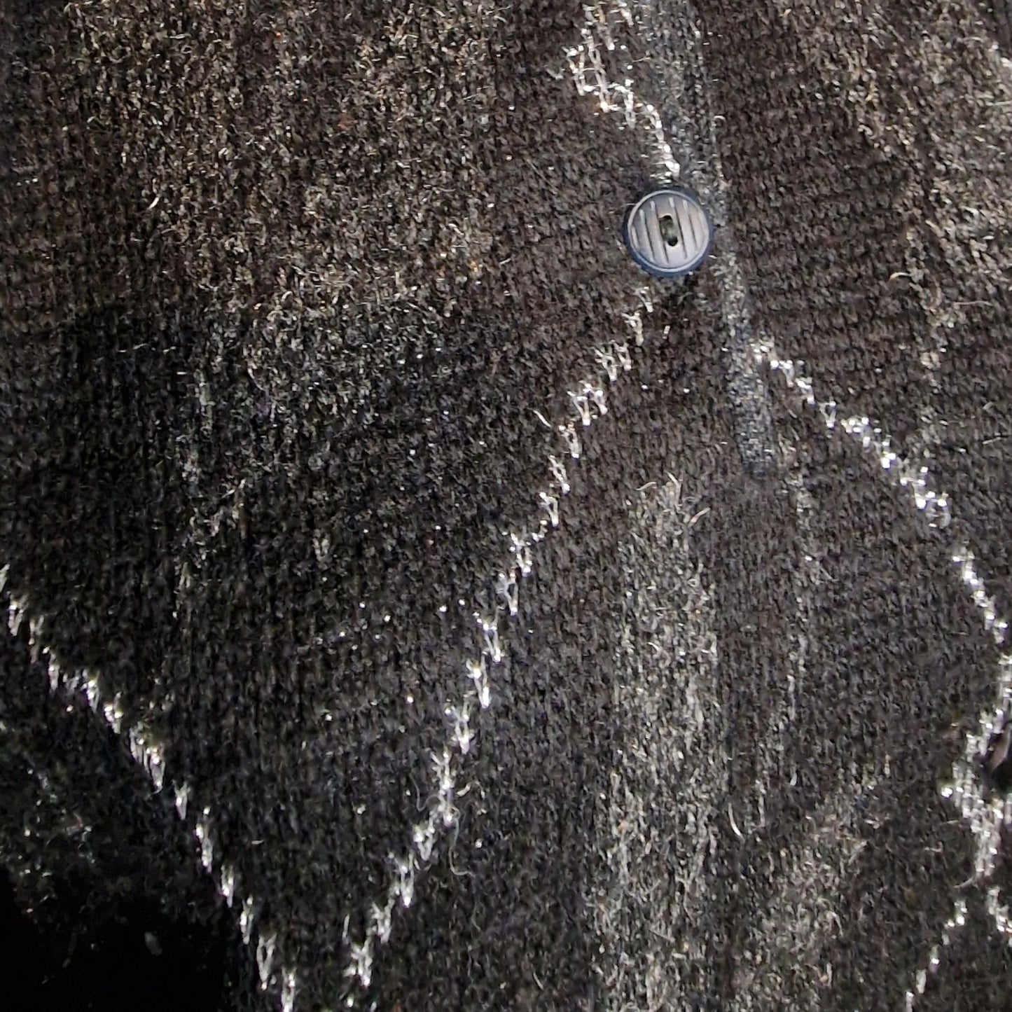 90er Vintage Pullover Schwarz-Braun mit Rauten-Muster und Lurex S/M