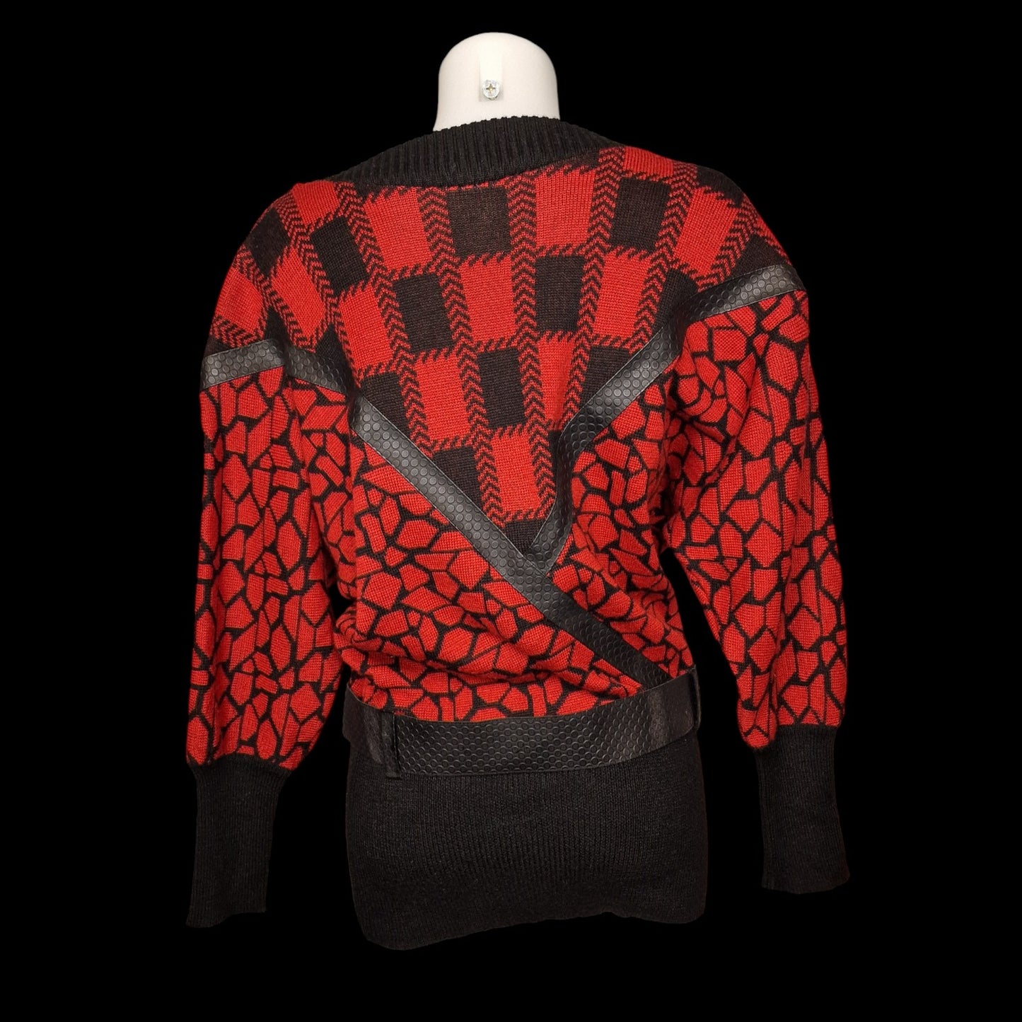 Kultiger True Vintage 80er Avantgarde Pullover Longpulli mit Gürtel M