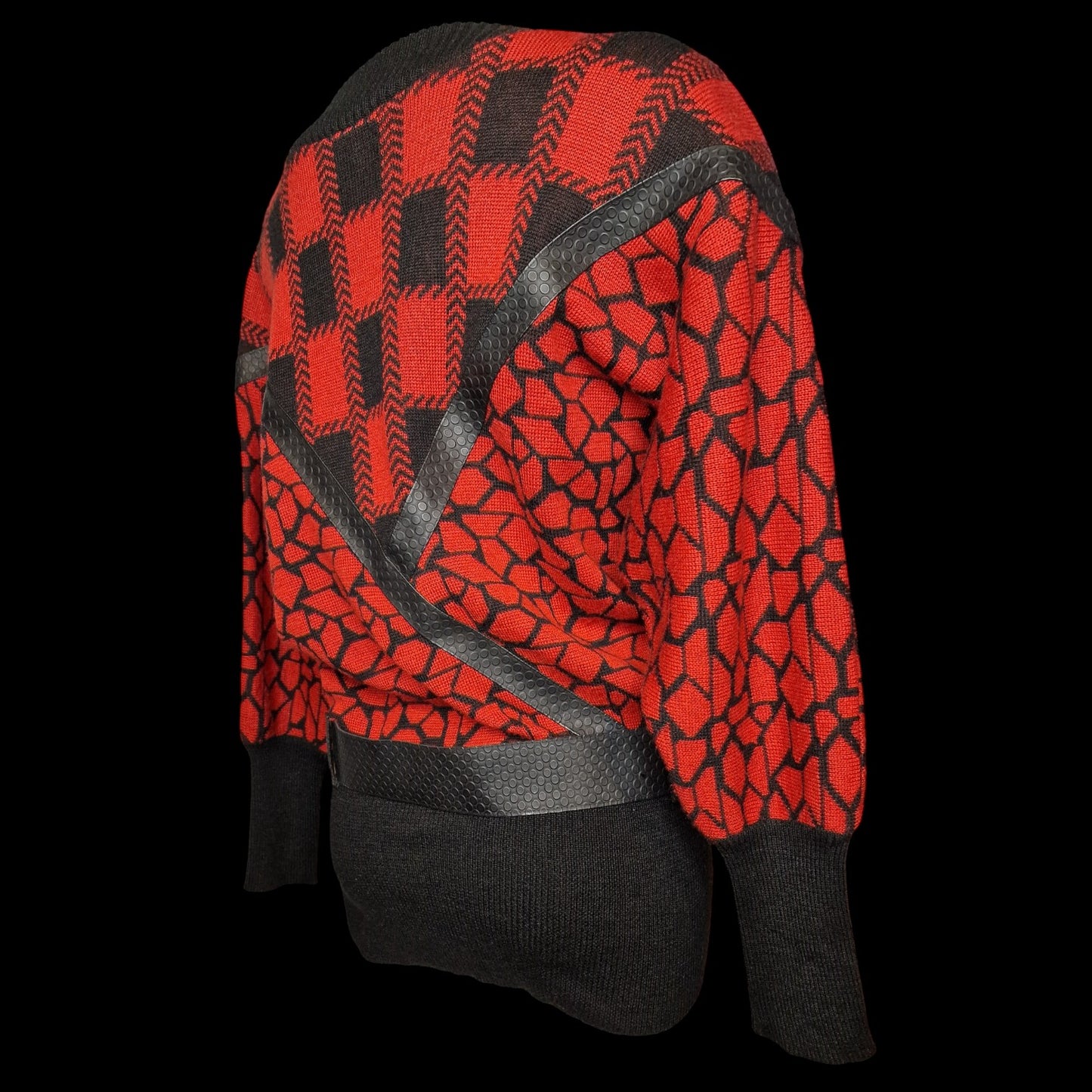 Kultiger True Vintage 80er Avantgarde Pullover Longpulli mit Gürtel M