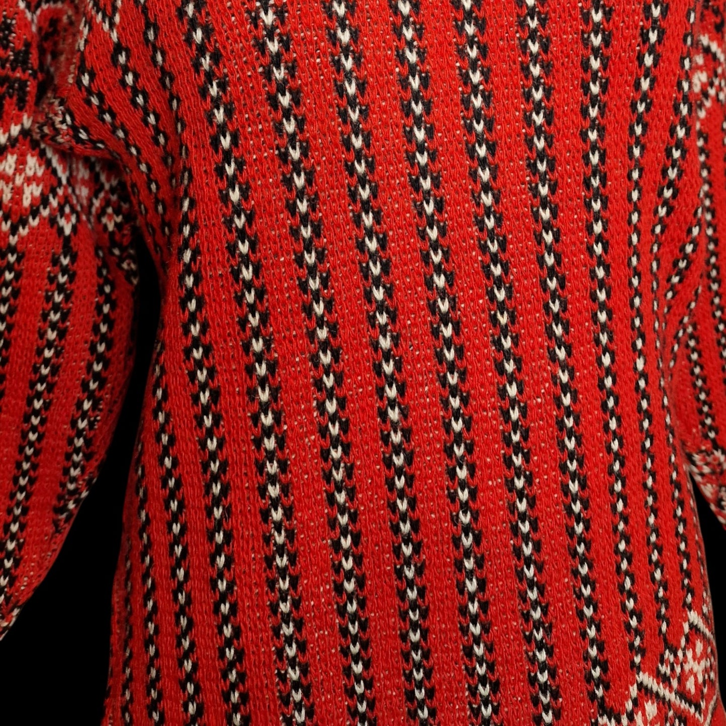 Vintage Norwegerpulli Pullover Rot in rot-weiß Gr S/M warme Wolle