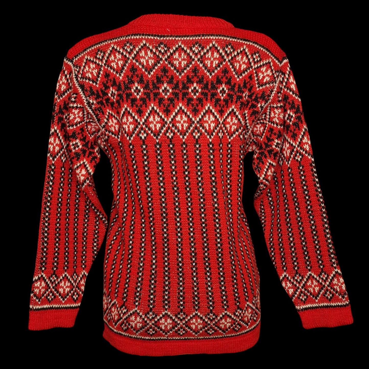 Vintage Norwegerpulli Pullover Rot in rot-weiß Gr S/M warme Wolle