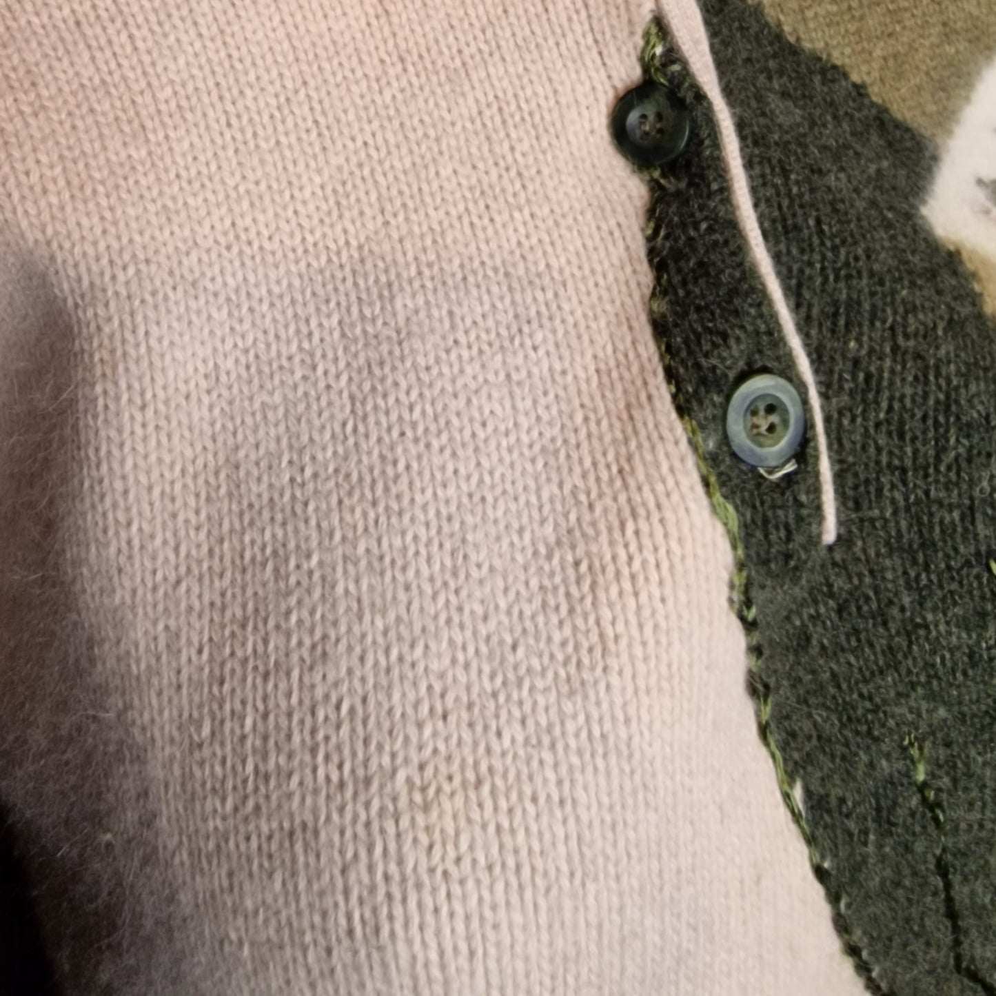 Vintage 90er Strickpullover grün Blumenstickerei von 1Pull Gr. L 100 % Wolle