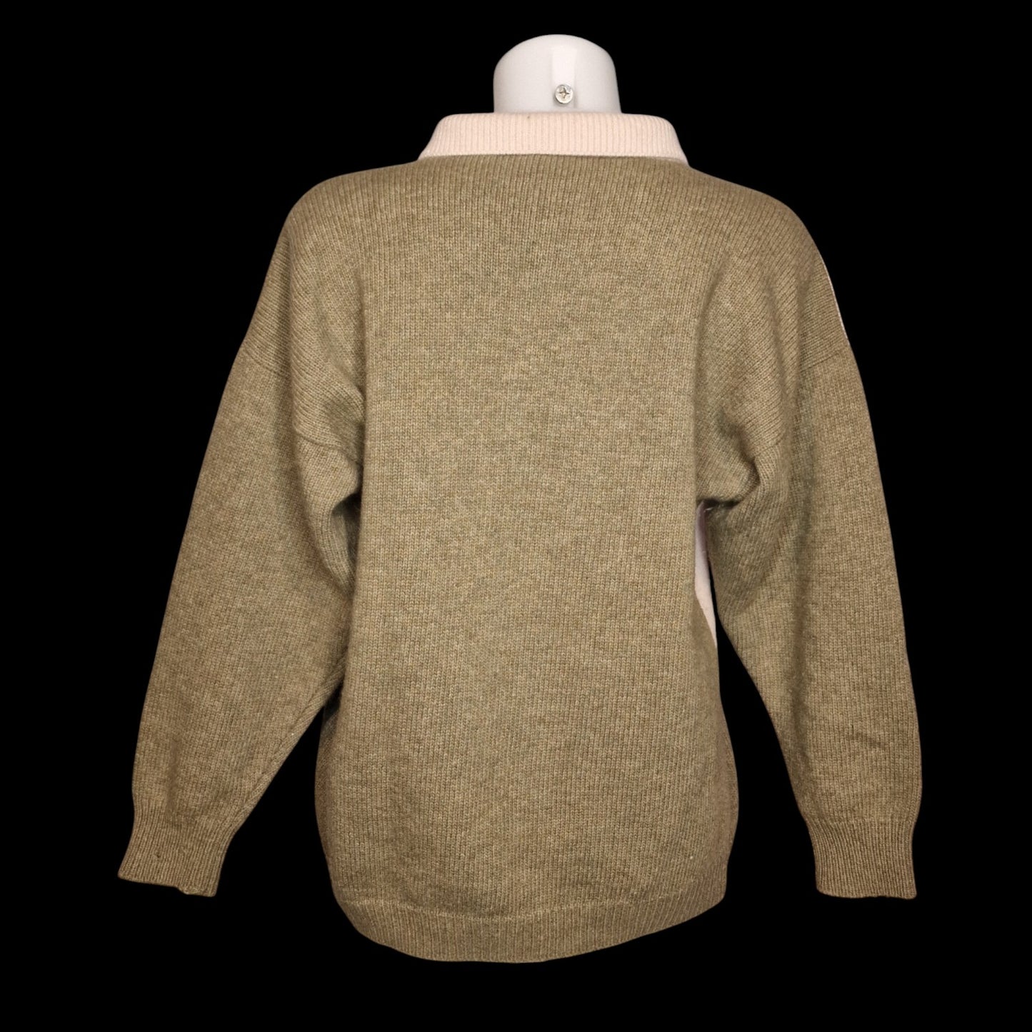 Vintage 90er Strickpullover grün Blumenstickerei von 1Pull Gr. L 100 % Wolle