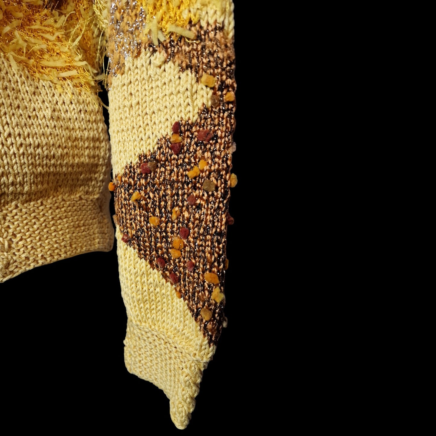 Toller Trau Vintage im 80er/90er Materialmix Patchwork in Gelb-Braun M